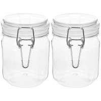 Fyctio Airtight Glass Food Preserving Jars - Set of 2, 32oz Jars for Storing and Preserving Dry Goods, Spices, and Sauces