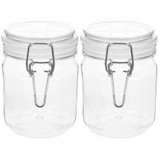 Fyctio Airtight Glass Food Preserving Jars - Set of 2, 32oz Jars for Storing and Preserving Dry Goods, Spices, and Sauces